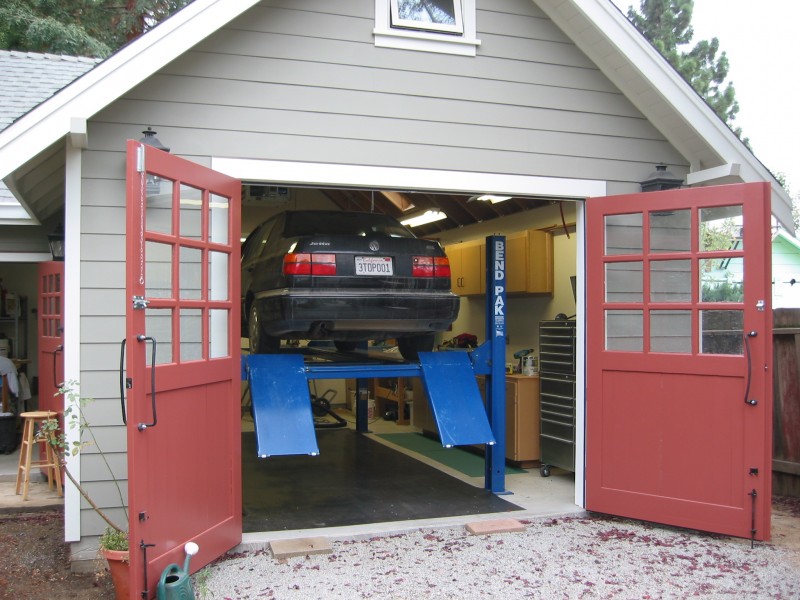 two car garage with full workshop and sink